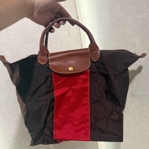 Longchamp Brown and Red Tote Bag